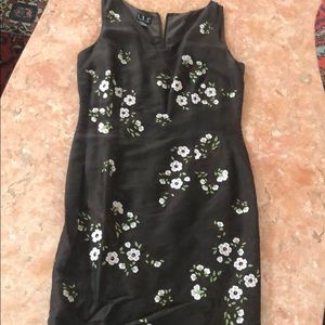 INC BROWN PINK & WHITE FLORAL KNITTED DRESS SIZE 8